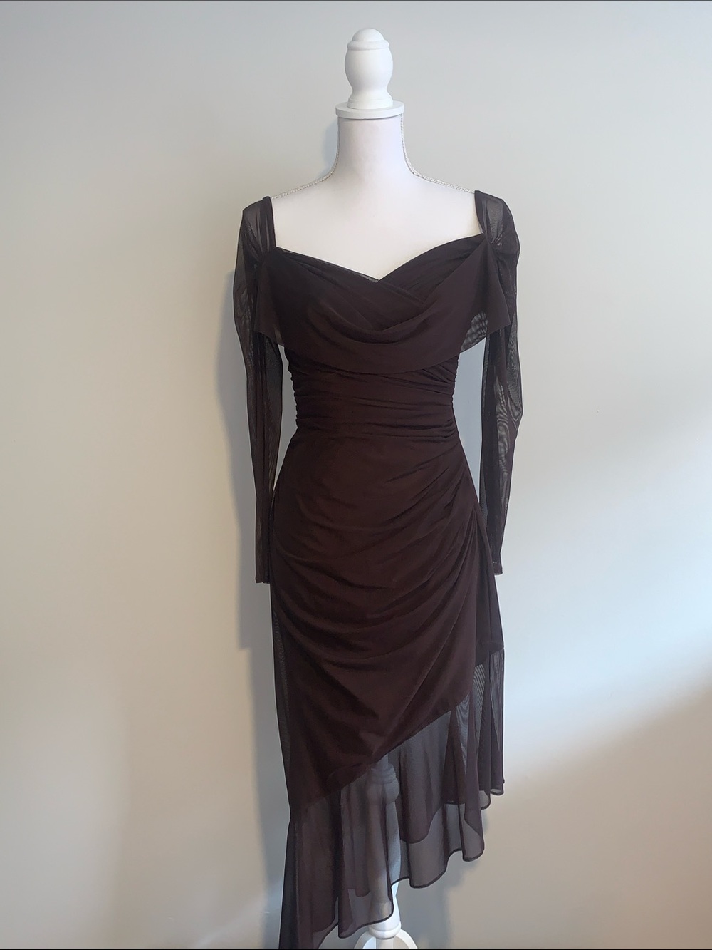 Vntg Tadashi Shoji Brown Dress Sz 4